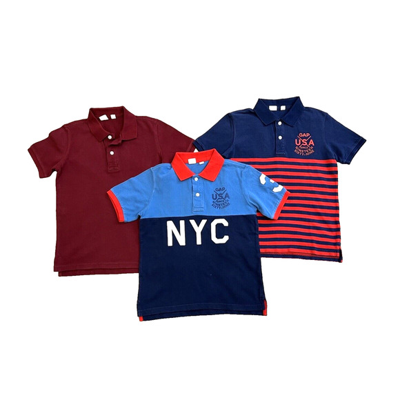 Gap Kids Polo Shirts (Pack Of 3) Boys Size M Short Sleeve Pre-owned Multi-Color - Picture 1 of 16